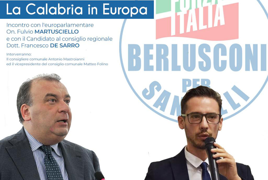 Regionali, incontro “La Calabria in Europa” con Martusciello e De Sarro il 10 gennaio a Lamezia