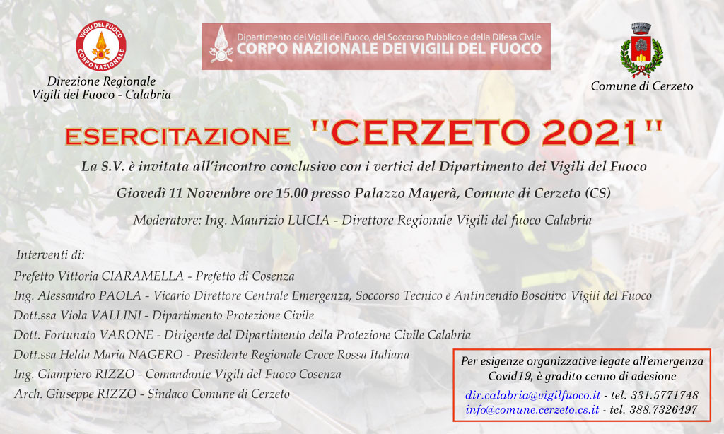 "Cerzeto 2021", l'11 novembre esercitazione nazionale Vigili del Fuoco