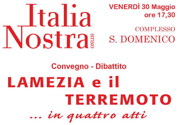 Lamezia: Italia nostra presenta per il Il 30 maggio convegno su terremoto 