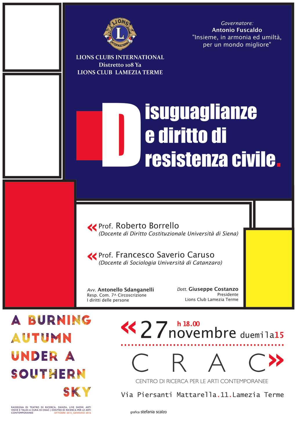 Lamezia: Lions Clubs organizza evento "Disuguaglianze e diritto di resistenza civile" il 27 novembre