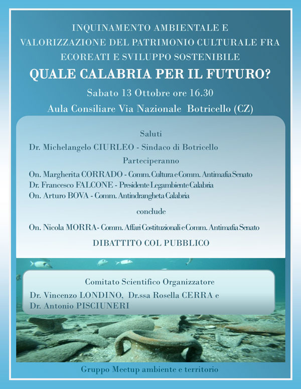 “Inquinamento ambientale e valorizzazione del patrimonio culturale fra ecoreati e sviluppo sostenibile”, convegno a Botricello