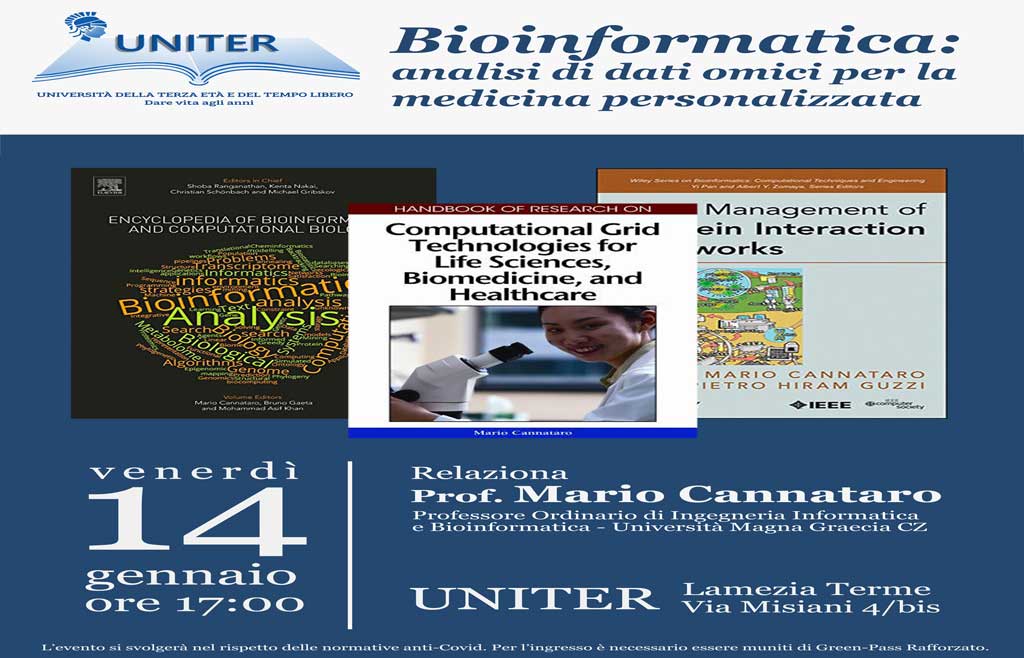 Lamezia, venerdì incontro all’Uniter sulla Bioinformatica con il professore Mario Cannataro