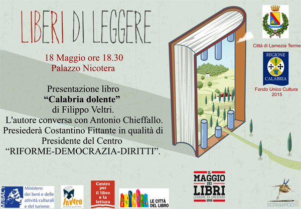 Lamezia, Maggio dei libri: sarà presentato a Palazzo Nicotera ‘La Calabria Dolente’ di Filippo Veltri