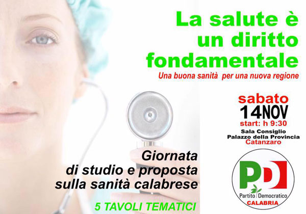 Giornata di studio del Pd calabrese su sanità il 14 a Catanzaro 