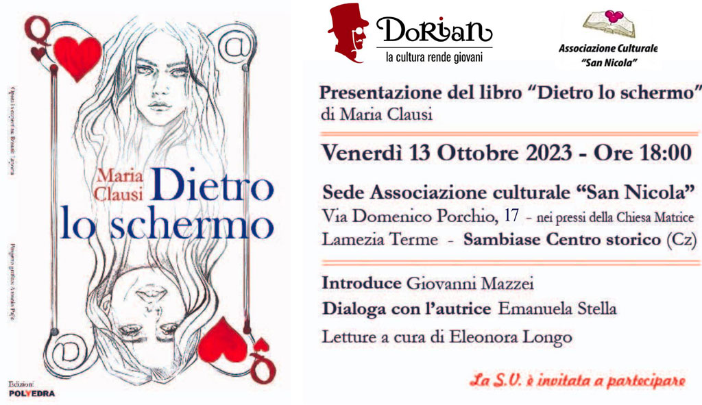 Lamezia, presentazione del libro “Dietro lo schermo” di Maria Clausi il 13 ottobre