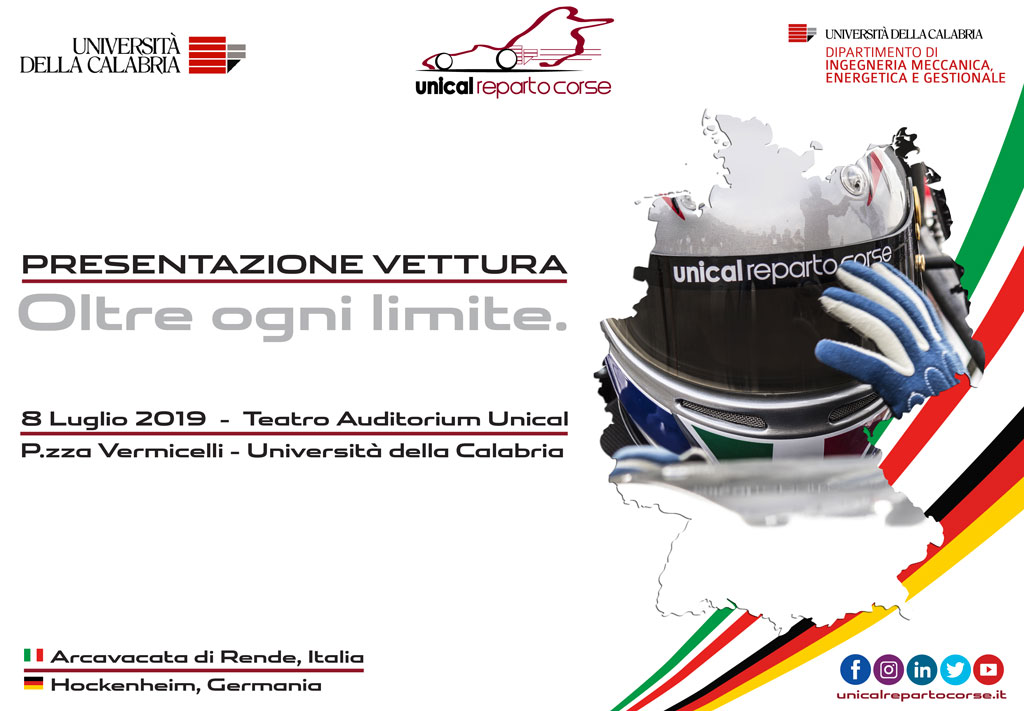 Unical Reparto Corse presenterà “vettura 2019: Oltre ogni limite” l’8 luglio