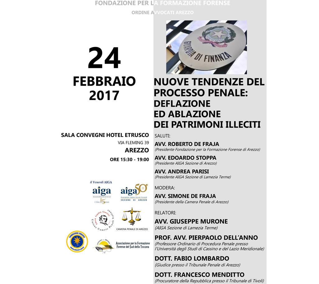 “Il Venerdì AIGA”, incontro su nuove tendenze del Processo Penale il 24 febbraio ad Arezzo