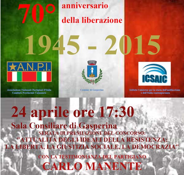 Comune di Gasperina organizza incontri in occasione del 24 e 25 aprile