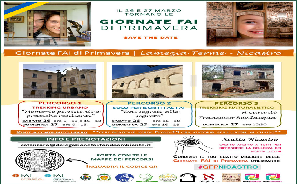 Giornate FAI di primavera il 26 e 27 marzo “alla scoperta di Nicastro”: domani la presentazione