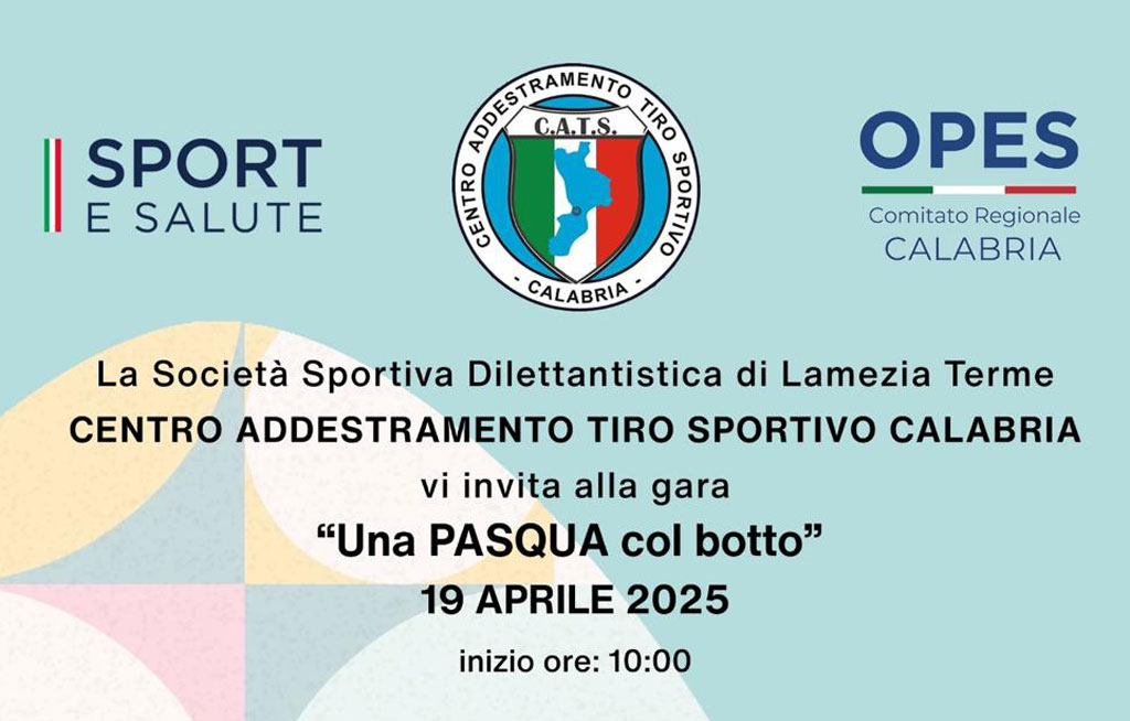 Lamezia, il 19 aprile gara per il Centro Addestramento Tiro Sportivo Calabria 