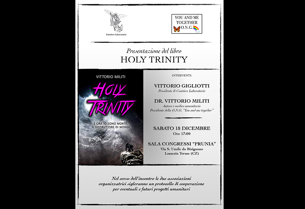 Lamezia, il 18 dicembre presentazione del libro "Holy Trinity" del dottor Militi