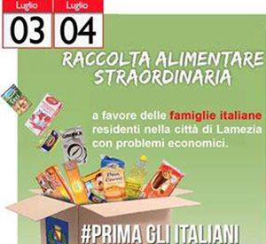Lamezia, CasaPound: venerdì 3 e sabato 4 iniziativa banco alimentare 
