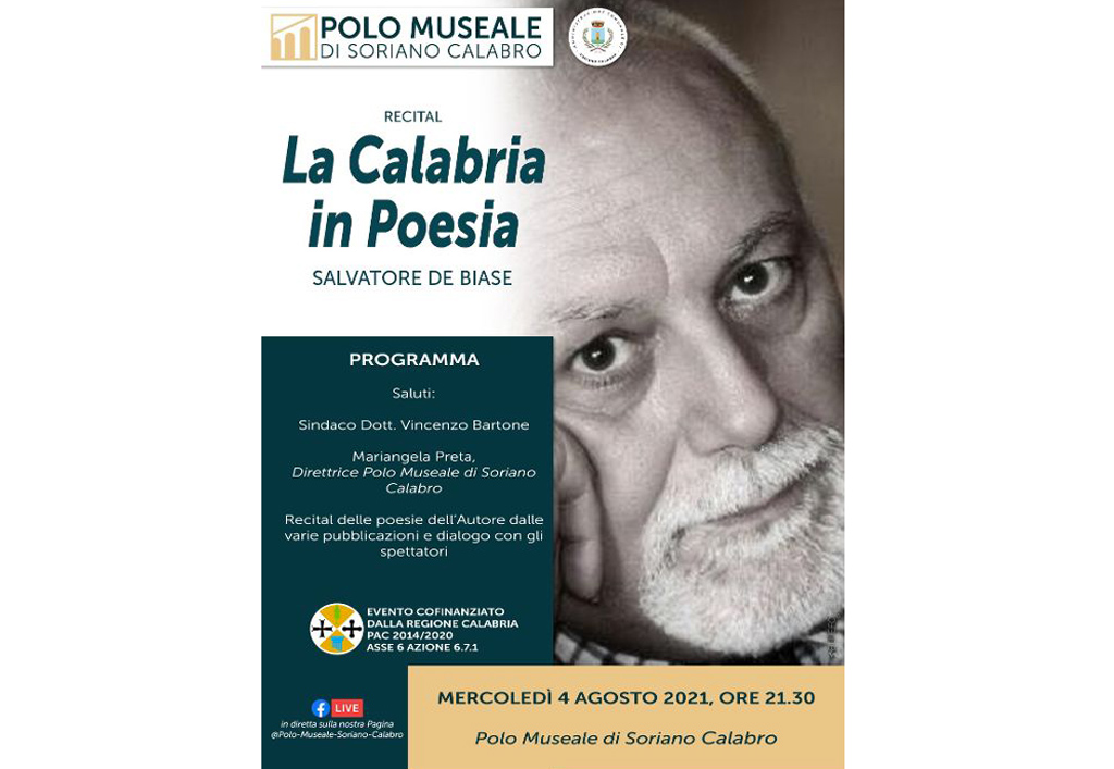 "Calabria in Poesia" e "Parola alla Poesia", Salvatore De Biase a Soriano Calabro e San Chirico Nuovo