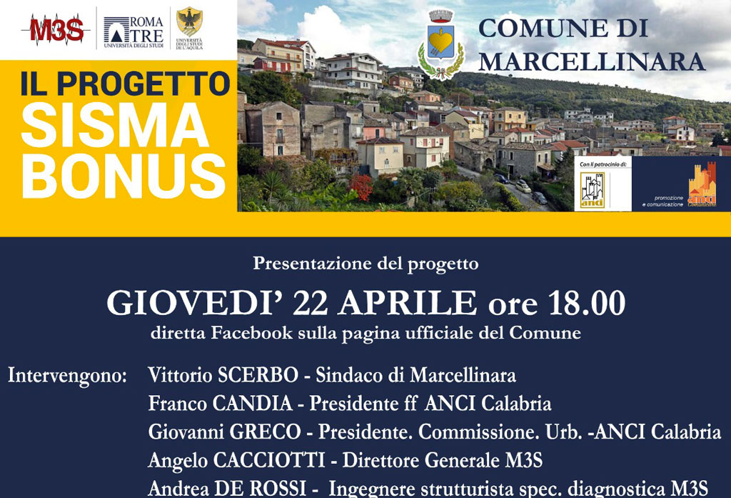 Comune Marcellinara nel progetto "Salvaguardia, valorizzazione e miglioramento sismico dei centri storici"
