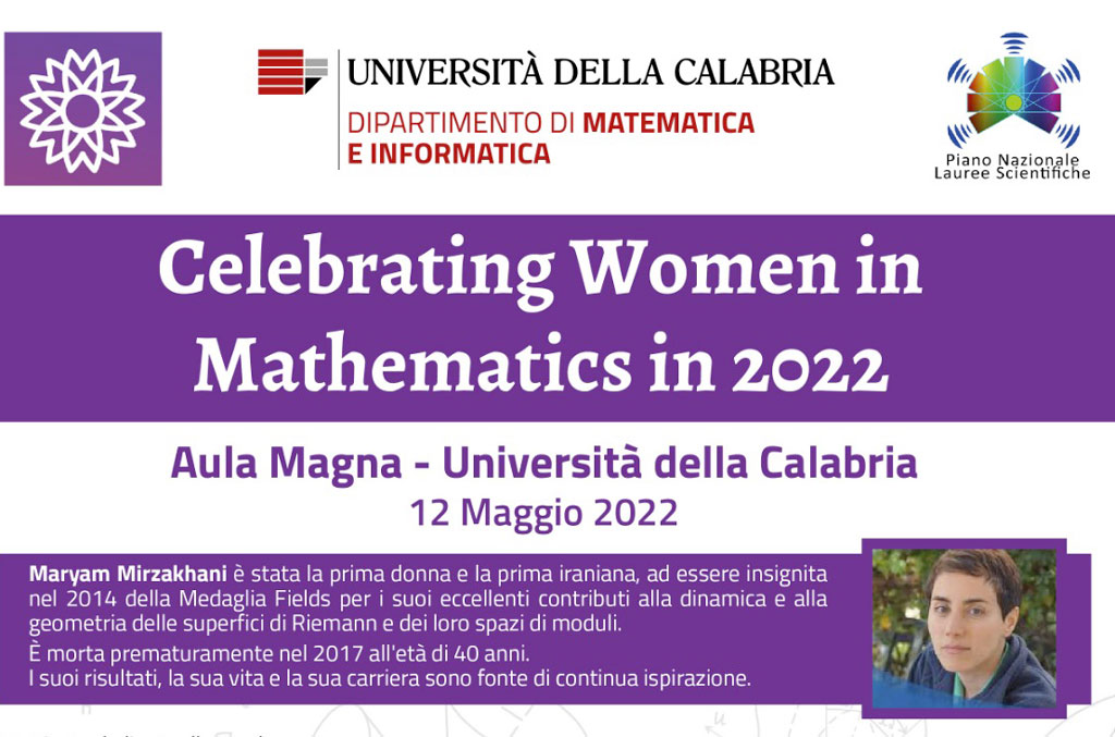 "Celebrating Women in Mathematics in 2022" all'Unical il 12 maggio