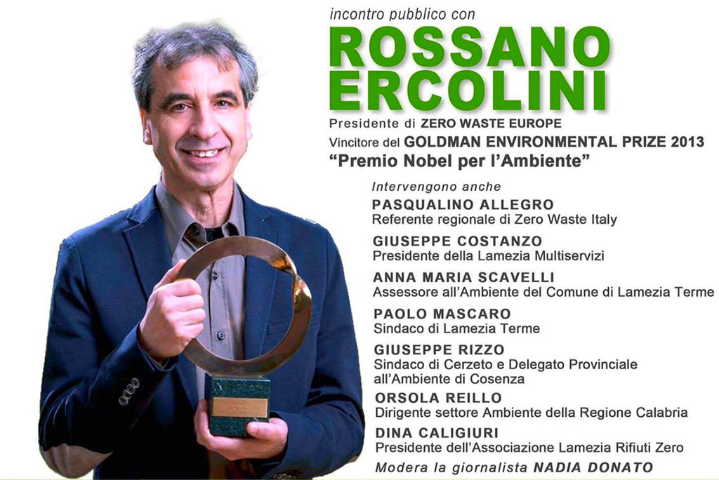 Lamezia, oggi l’incontro con il nobel Rossano Ercolini per la strategia “Rifiuti Zero”