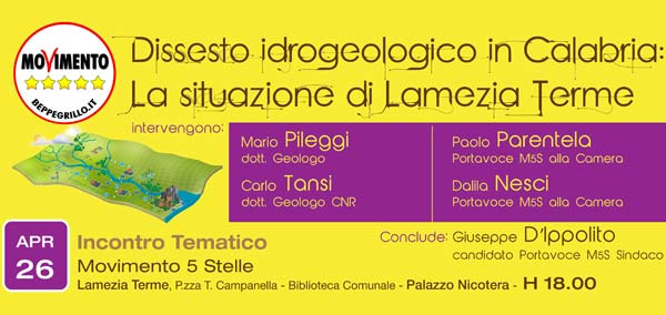 Lamezia: M5S, convegno dissesto idrogeologico “non si può avere paura di una pioggia torrenziale”