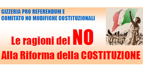 “Le ragioni del no alla riforma della costituzione”, incontro a Gizzeria il 9 settembre