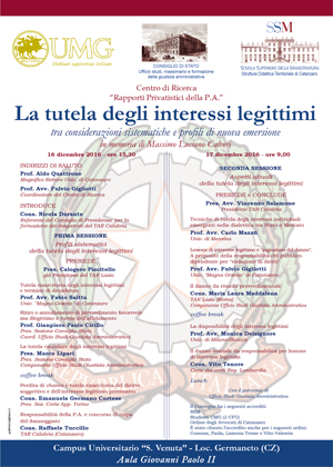 “La tutela degli interessi legittimi” in un convegno all’Università Magna Graecia di Catanzaro