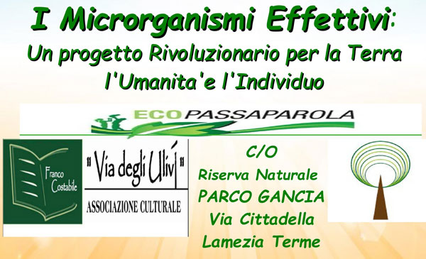Lamezia, il 15 aprile incontro formativo i ‘Microrganismi Effettivi’ al parco Gancia