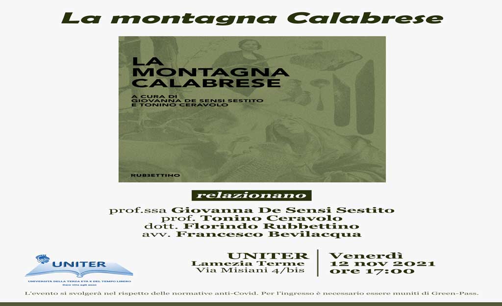 Lamezia, Uniter presenta libro "La Montagna Calabrese" di Giovanna De Sensi Sestito e Tonino Ceravolo