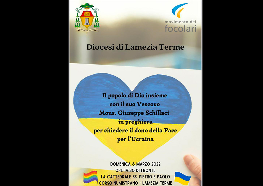 La chiesa lametina in preghiera per la pace in Ucraina il 6 marzo davanti la Cattedrale