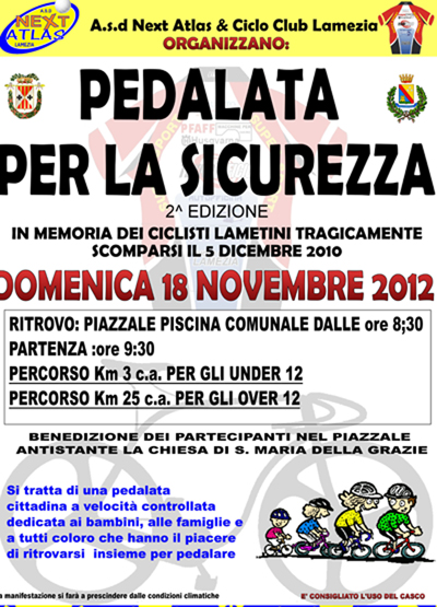 Lamezia: Seconda edizione della "Pedalata per la sicurezza"