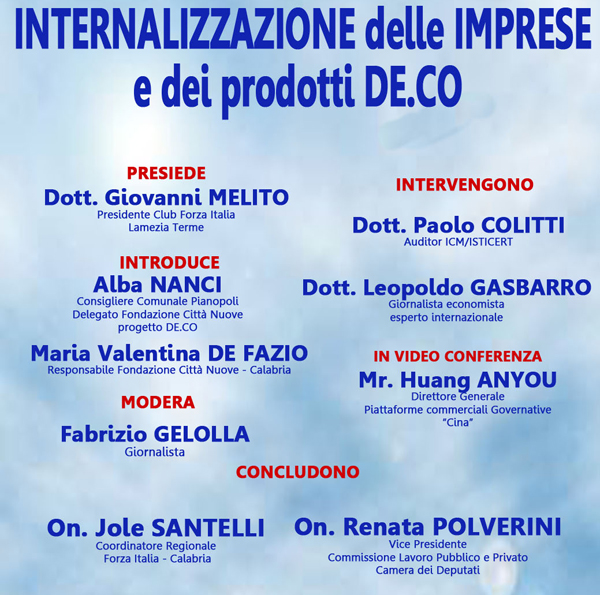 Lamezia: Incontro, “Internalizzazione delle Imprese e dei prodotti DE.CO.”