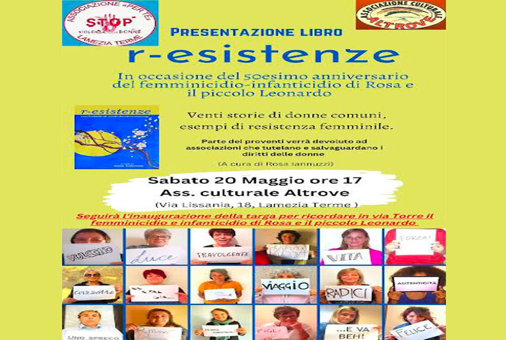 Lamezia, presentazione libro “R-Esistenze” il 20 maggio