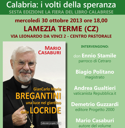 Lamezia: Mercoledì 30 presentazione saggio "Una luce nel giardino della locride" di Mons. Bregantini