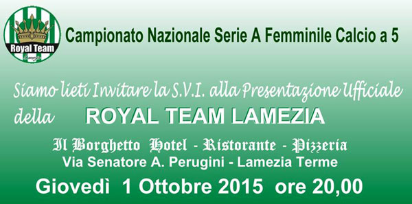Calcio a 5 femminile: giovedì presentazione della Royal Lamezia