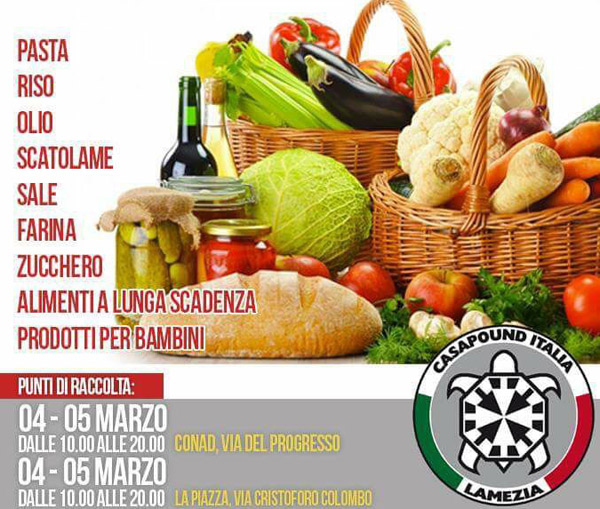 Lamezia, nel weekend appuntamento con la raccolta alimentare di CasaPound