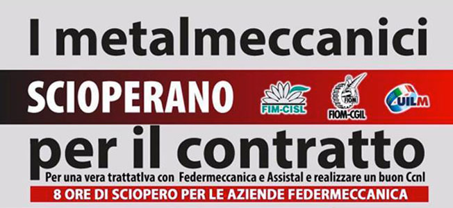 Metalmeccanici in sciopero il 15 giugno a Catanzaro