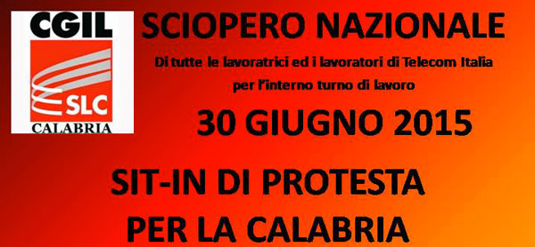 Sciopero nazionale Telecom il 30 giugno, sit-in Calabria a Sarrottino