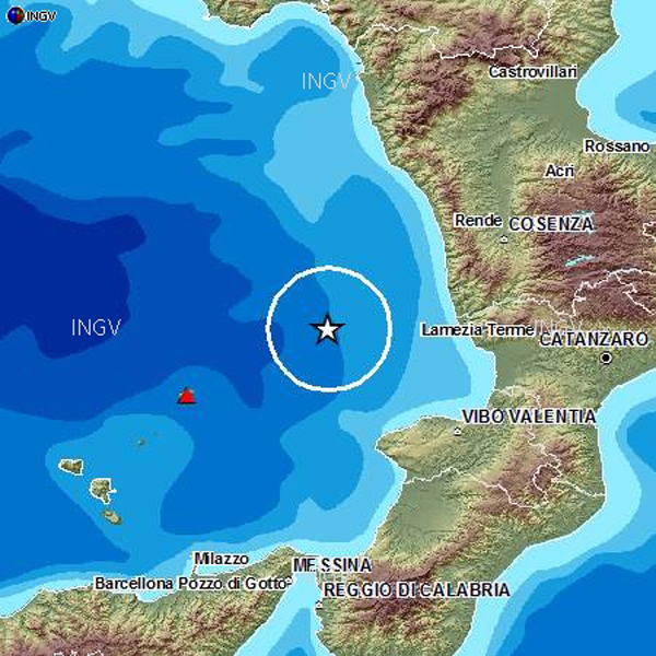 Calabria: Lieve scossa al largo del Golfo di Sant’Eufemia