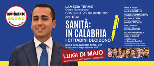 Lamezia, Di Maio a chiusura iniziativa M5s su sanità