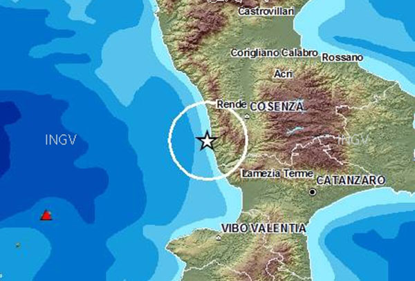Lamezia: Scossa di terremoto magnitudo 3.4 nel mar Tirreno