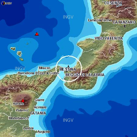 Terremoto: Scossa di magnitudo 2.8 nello stretto di Messina