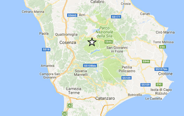 Scossa di terremoto magnitudo 3.1 nella Presila cosentina