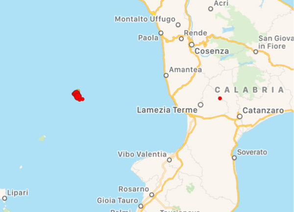 Quattro scosse di terremoto in pochi minuti nel Tirreno