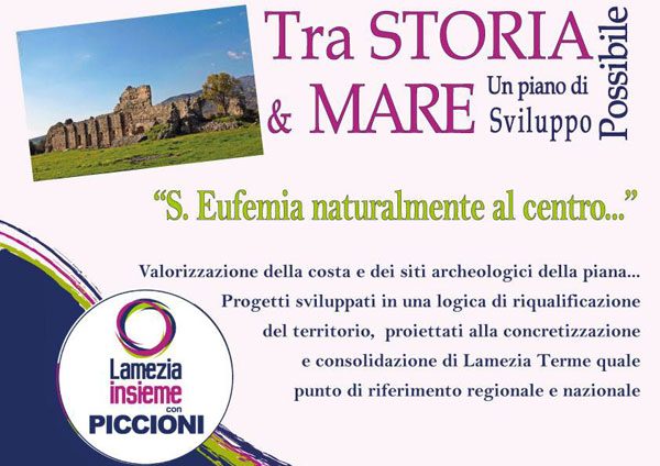 Domani incontro Lamezia Insieme “Tra storia e mare. Prospettive di sviluppo per S. Eufemia e la Calabria”