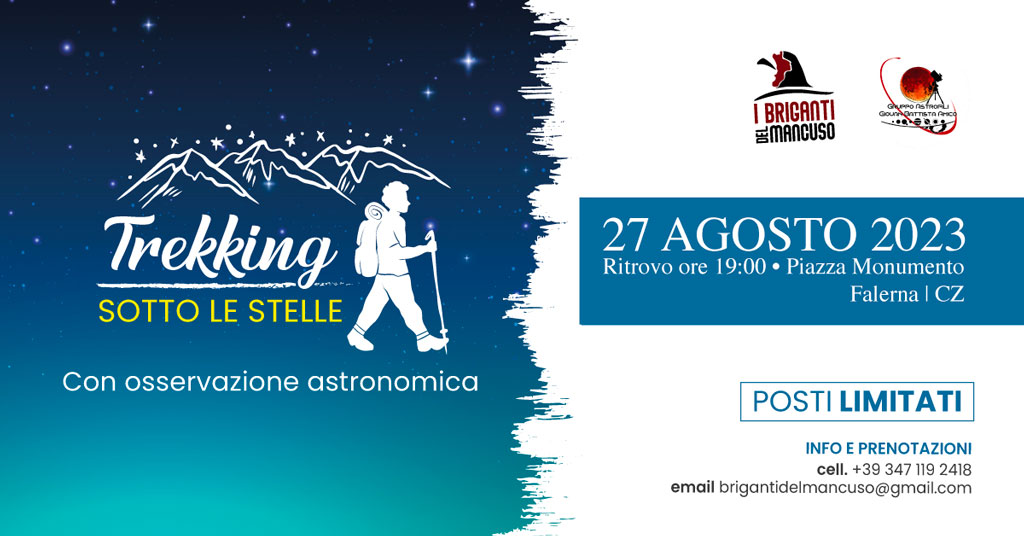 A Falerna “Trekking sotto le stelle” domenica 27 agosto