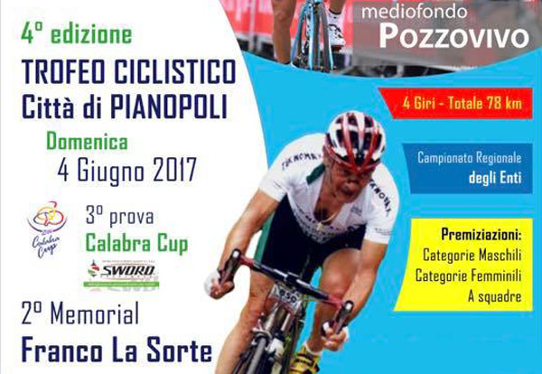 Tutto pronto per “Quarta edizione Trofeo Ciclistico Città di Pianopoli” il 4 giugno