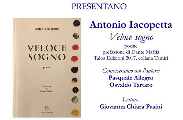 Lamezia, Il 20 ottobre presentazione libro ‘Veloce Sogno’ di Antonio Iacopetta