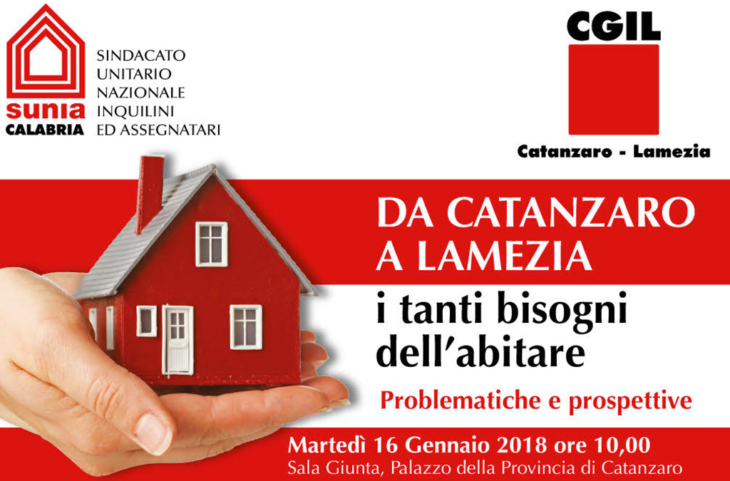 "Da Catanzaro a Lamezia, i bisogni dell'abitare", incontro Sunia e Cgil il 16 gennaio