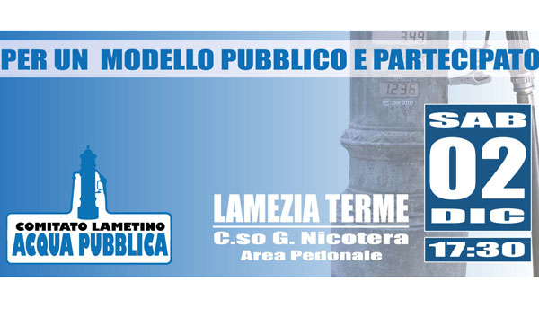 Lamezia, giornata di mobilitazione organizzata dal Comitato lametino acqua pubblica il 2 dicembre su corso Nicotera