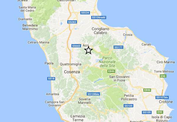 Lieve scossa di terremoto registrata nel cosentino