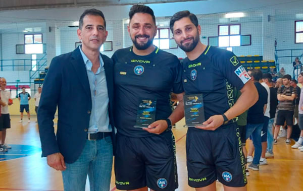 Due arbitri della sezione Aia di Lamezia premiati all’evento “Noi del Calcio a 5”