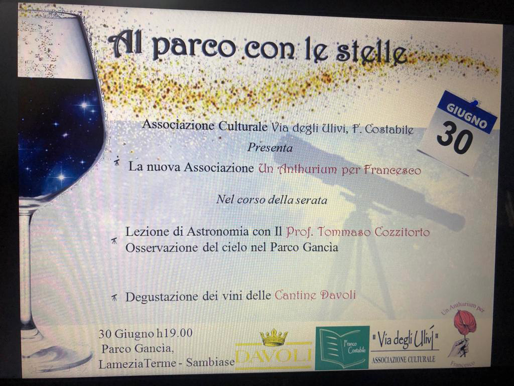 Lamezia, lezione di astronomia al parco Gancìa il 30 giugno