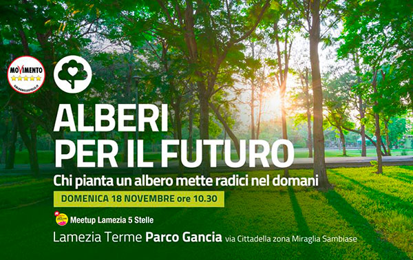Lamezia, torna l'iniziativa del M5S "Alberi per il futuro" al parco Gancia